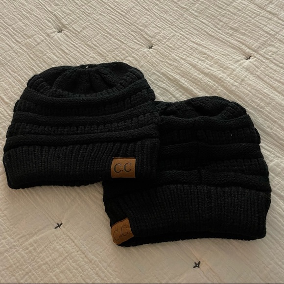 C.C California black beanie pony tail hat - Picture 7 of 8